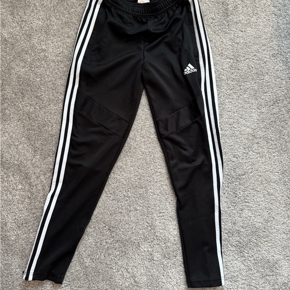 Adidas Kids Black Joggers with White Stripes